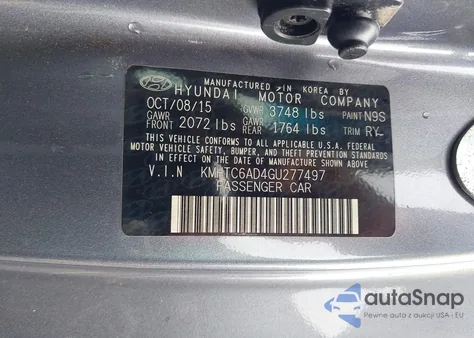 2016 Hyundai Veloster z USA, uszkodzony, nr VIN KMHTC6AD4GU277497